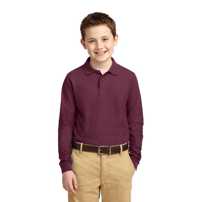 Youth Long Sleeve Silk Touch Polo Thumbnail