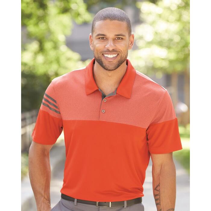 Men's Heathered 3-Stripes Colorblocked Polo Thumbnail