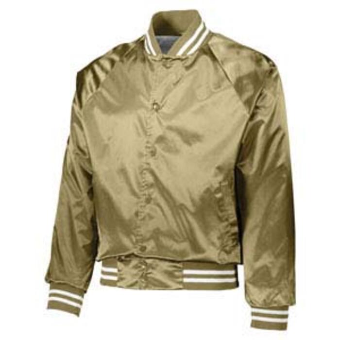 Unisex Striped Trim Satin Baseball Jacket Thumbnail