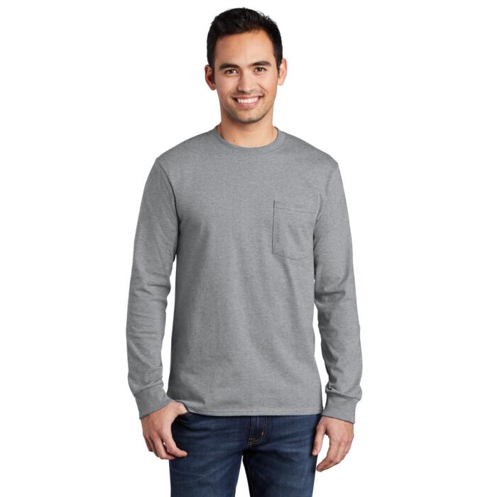 Tall Essential Cotton Pocket T-Shirt, Long-Sleeve Thumbnail